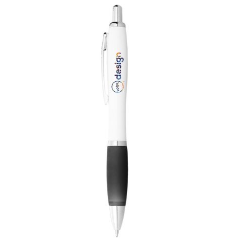 Stylo bille personnalisé avec corps blanc et grip coloré - Nash
