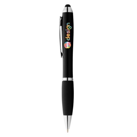 Stylo bille stylet coloré avec grip noir - Nash