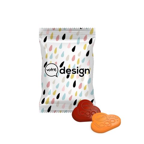 Sachet 10g opaque de mini gommes de fruits 100% personnalisées