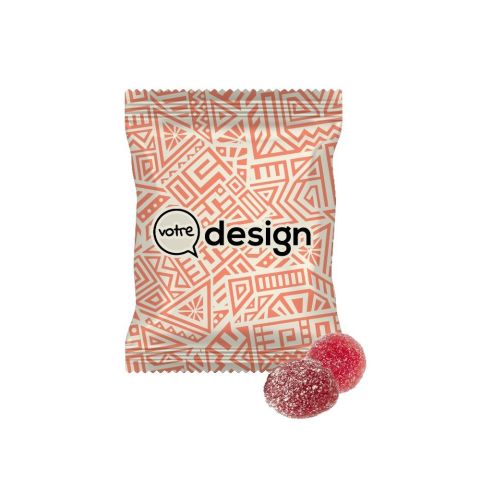 Sachet 20g de gommes de fruits acidulées personnalisé