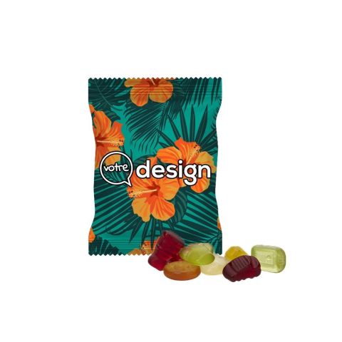 Sachet publicitaire 10g gommes de fruits mélange foot - production en 24 h