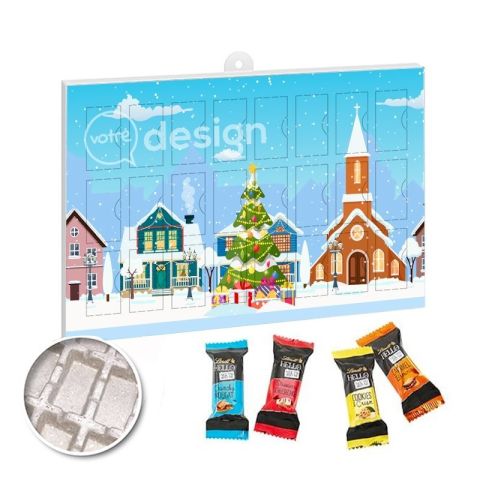 Calendrier de l'avent personnalisé Premium cadeau – version écologique BUSINESS avec Hello Mini Sticks de Lindt