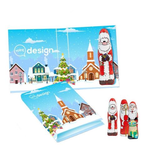 Carte à croquer avec un Père Noël en chocolat MINI, motif standard