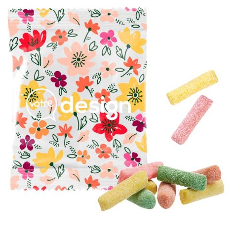 Sachet de bonbons personnalisés acidulés fraise citron pomme pêche 10g