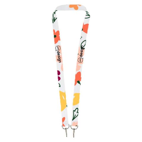 Tour de cou personnalisé en polyester recyclé avec 2 porte-clés en métal-Leia