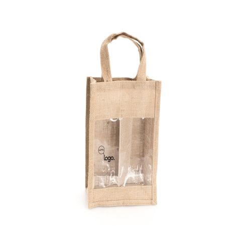 Sac personnalisé pour 2 bouteilles en toile de jute publicitaire Koop