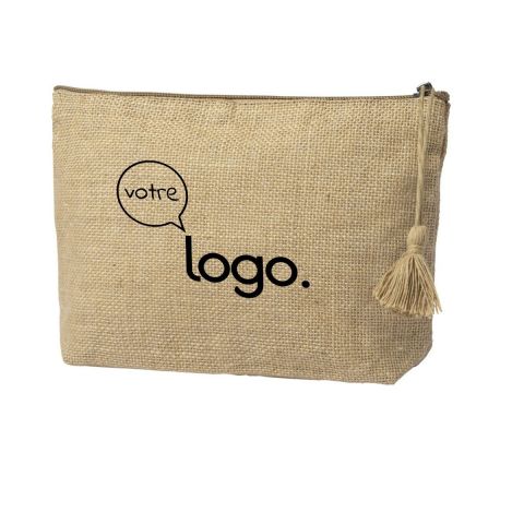 Trousse de toilette en toile de jute personnalisée - Lindak