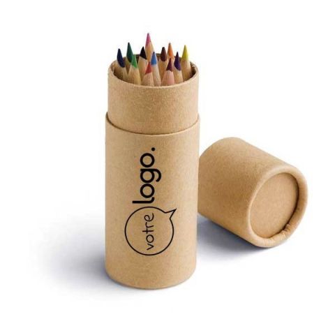 Boîte de 12 crayons de couleur personnalisé CYLINDER