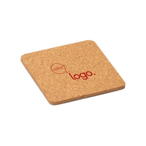 Sous-verre carré publicitaire en liège