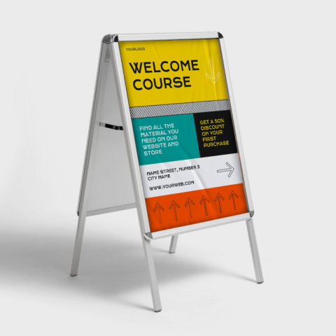 Stop trottoir publicitaire angles arrondis – support de communication en intérieur