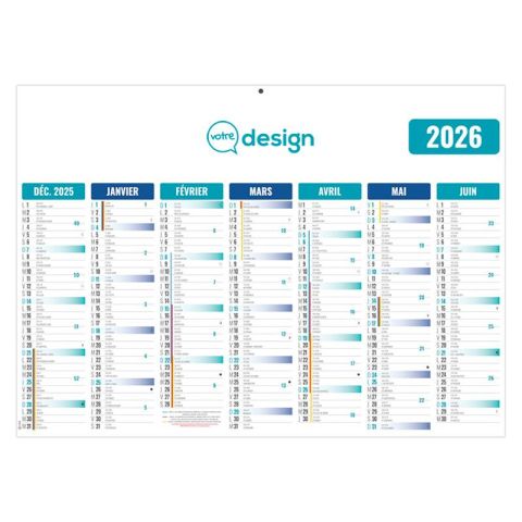 Calendrier bancaire publicitaire recto/verso bleu - Gameco