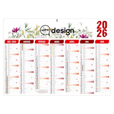 Calendrier bancaire publicitaire recto/verso Florentin - Rouge