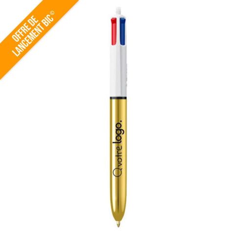 Stylo 4 couleurs BIC® personnalisable métallique brillant – Shine 