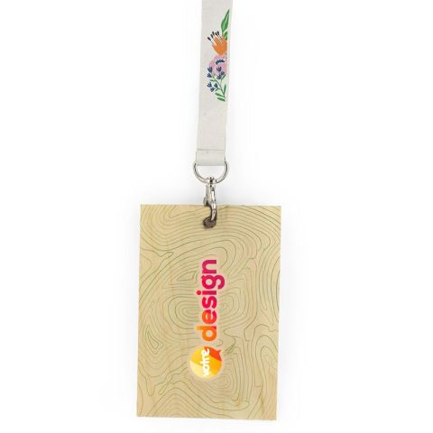 Badge publicitaire taille A6 personnalisable en bois 