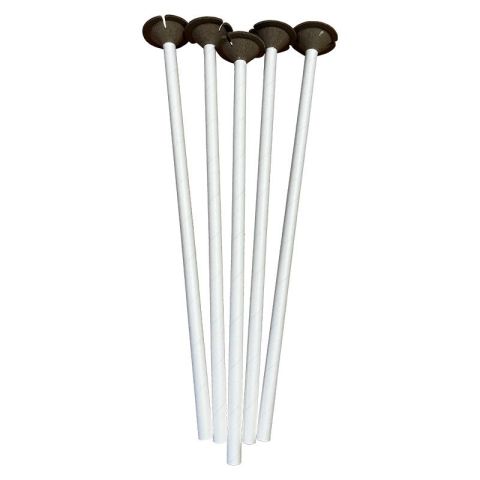 Tige blanche pour ballons avec embout noir