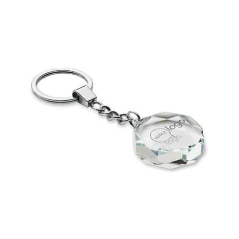 Porte-clés personnalisable en verre rond biseauté avec boîte cadeau - ROUNDWARD