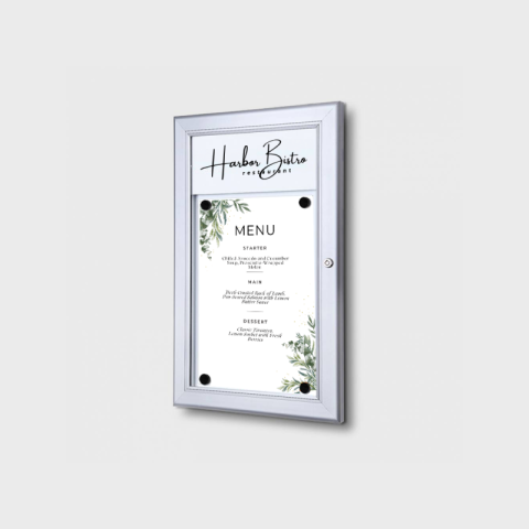 Vitrine extérieure pour menu avec panneau logo