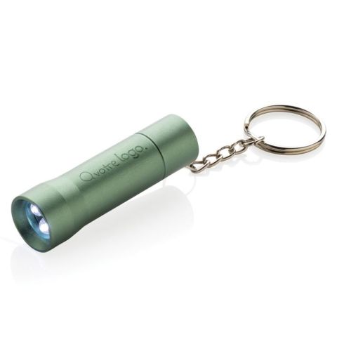 Torche de poche 3 LED personnalisée en aluminium recyclé avec porte-clés