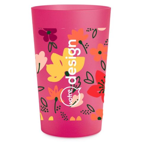 GOBELET PLASTIQUE REUTILISABLE PUBLICITAIRE 39 cl RAS BORD