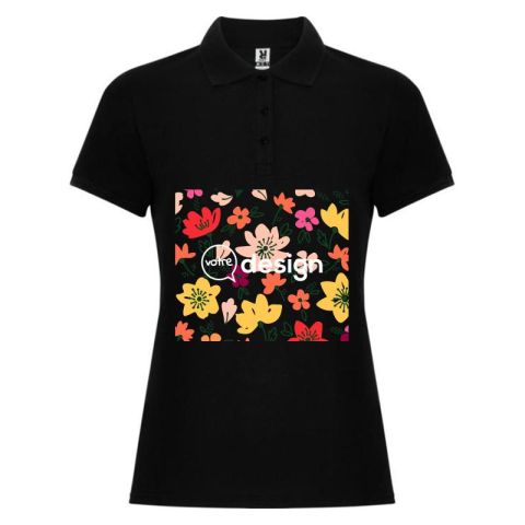 Polo femme manches courtes avec col côtelé en coton-Pegaso Premium