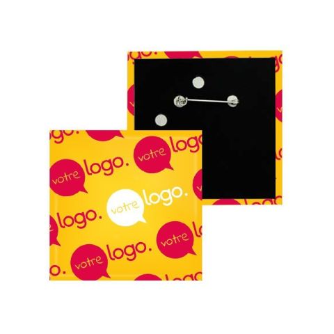 Badge carré publicitaire - 80x80mm