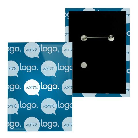 Badge rectangle personnalisé - 65x90mm