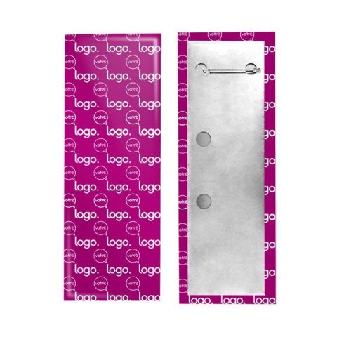 Badge rectangle publicitaire - 40x115mm