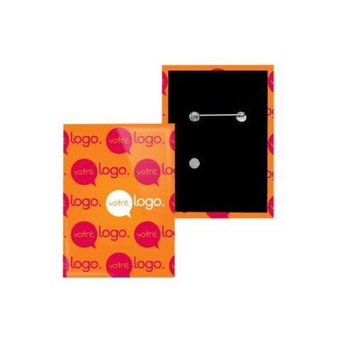 Badge rectangle publicitaire - 45x68mm