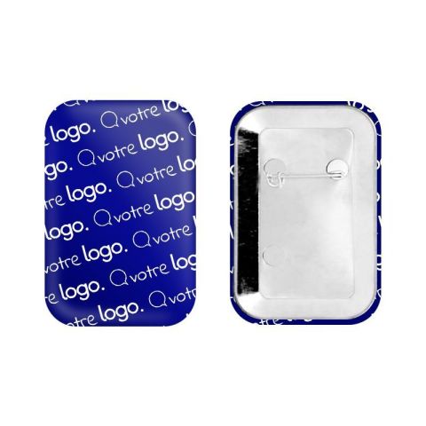Badge rectangle publicitaire coins arrondis - 45x68mm