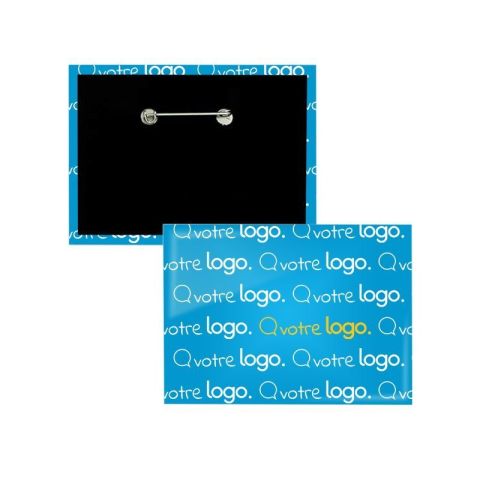 Badge rectangle publicitaire - 68x45mm