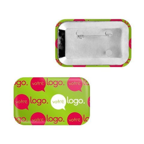 Badge rectangle personnalisé coins arrondis - 68x45mm