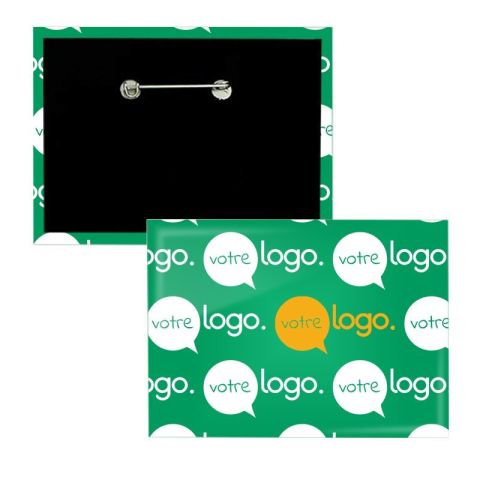 Badge rectangle personnalisé - 80x54mm