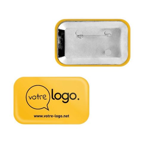 Badge rectangle publicitaire coins arrondis - 80x54mm