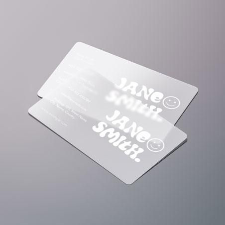 Carte de visite en PVC transparent personnalisée