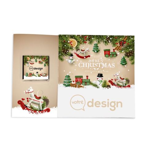 Carte de voeux 100% personnalisable avec carré de chocolat noir 71% BIO ®Le Petit Carré.