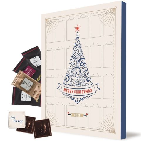 Grand calendrier de l'avent 100% personnalisable aux thé Dammann & chocolat noir Bio ®Le Petit Carré