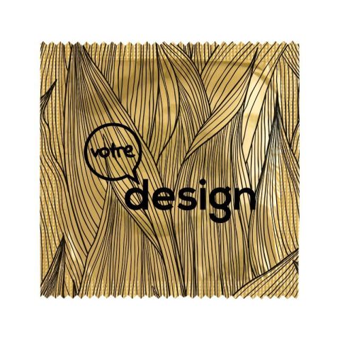 Préservatif publicitaire carré or et argent