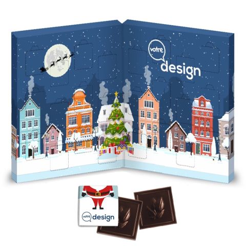 Calendrier de l'avent 100% personnalisable aux chocolat noir Bio ®Le Petit Carré