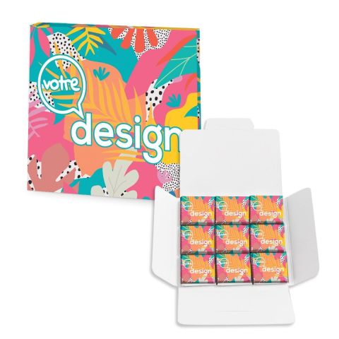9 carrés de chocolat Bio dans sa carte 100% personnalisable ®Le Petit Carré