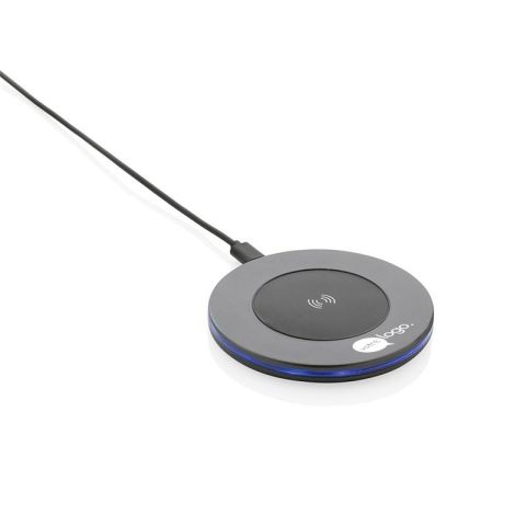 Chargeur sans fil publicitaire 10W en aluminium recyclé RCS Terra