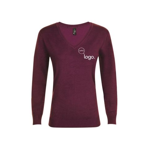 Pull col V femme personnalisé GLORY