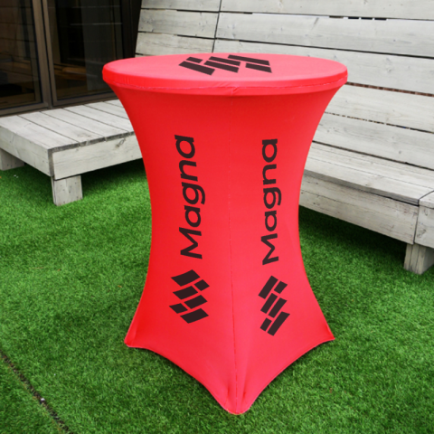 Ensemble toile personnalisée et table haute