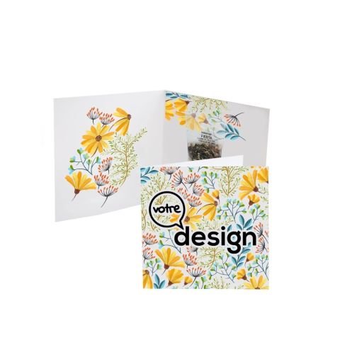 Carte 2 volets personnalisé avec sachet de graines transparent