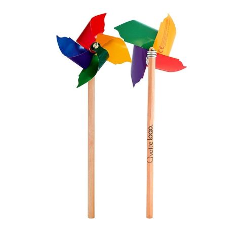 Crayon éolienne en bois publicitaire