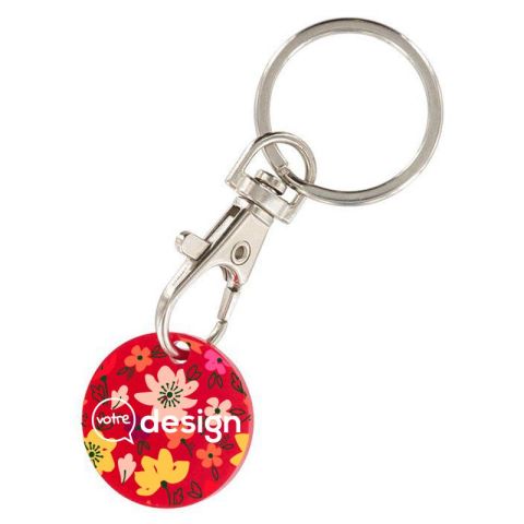 Jeton avec trou personnalisé format 1 euro avec porte-clé
