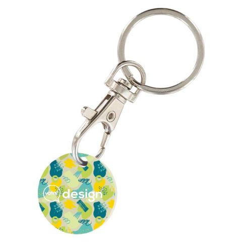Jeton avec trou publicitaire bio format 1 euro avec porte-clé