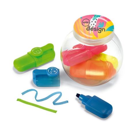 5 Surligneurs personnalisés dans un pot FUN FOR FIVE