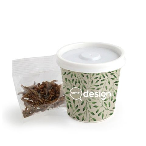 Insectes apéritifs en boîte ou pot carton publicitaire