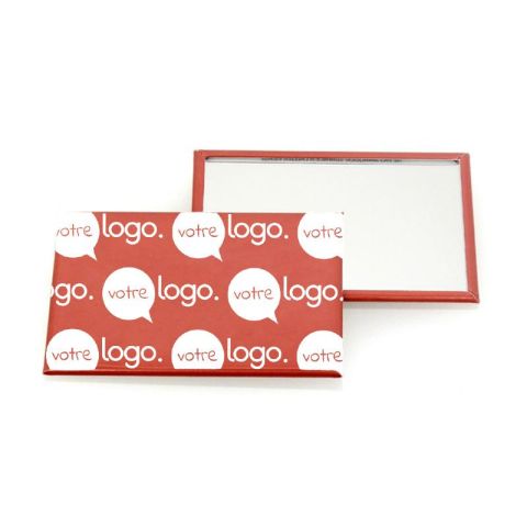 Miroir de poche rectangulaire publicitaire - 90x65mm - Blanc