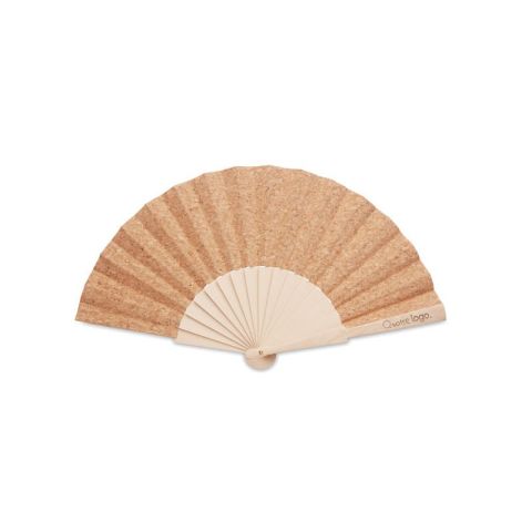 Eventail en bois et liège publicitaire - FANNY CORK